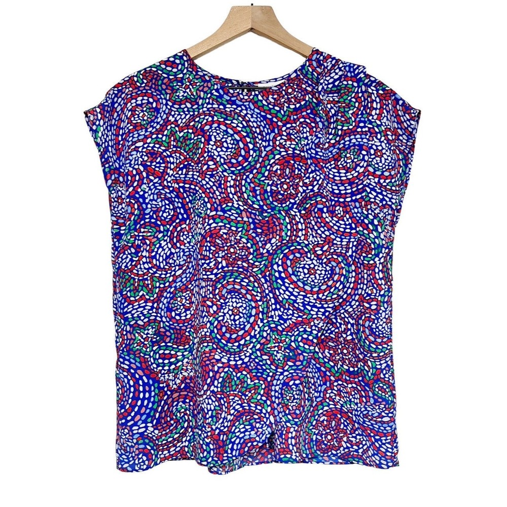 Liz Claiborne Mosaic Pattern Paisley Sleeveless Blouse Womens Size Medium Career